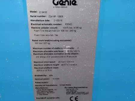 Nacelle articulée 2016  Genie Z-34/22IC 4WD (12)