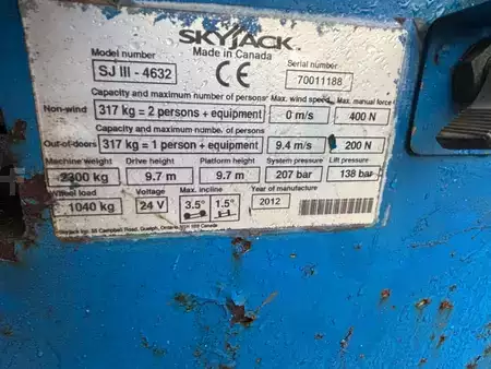 Sakse arbejds platform 2012  SkyJack SJ 4632 schaarlift hoogwerker 12m Skyjack (10)