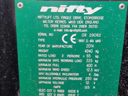 Niftylift HR 17 D 4x4 diesel knikarmhoogwerker 17 hoogwerker