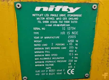 Knikarmhoogwerker 2005  Niftylift HR 15 NDE knikarmhoogwerker nifty hoogwerker (2)
