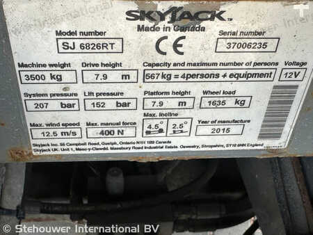 Pracovní plošina s nůžkovým zdvihem 2015  Skyjack SJ6826RT SJ6826 RT SJ 6826 SJ6832 (10)