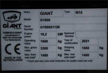 Giant G1500 NEW, Valid inspection, Also Available For Re