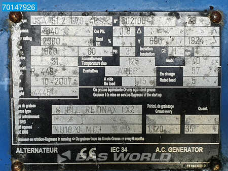 SDMO 51.2L70-4P 2600 KVA - ENGINE NEEDS REPAIR