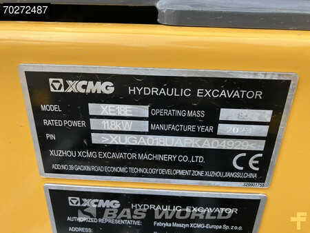 Mini-koparki 2023 XCMG XE18 E 2 YEARS FACTORY WARRANTY - KUBOTA ENGINE (20)