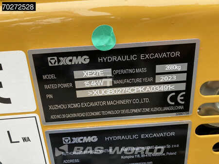 XCMG XE27 E 2 YEARS FACTORY WARRANTY - KUBOTA ENGINE