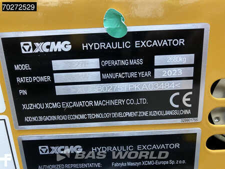 XCMG XE27 E 2 YEARS FACTORY WARRANTY - KUBOTA ENGINE