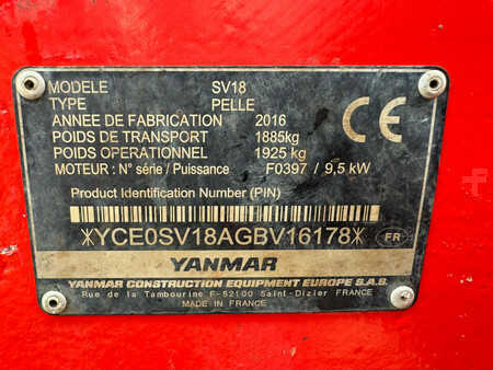 Yanmar SV18 - 998 Hours