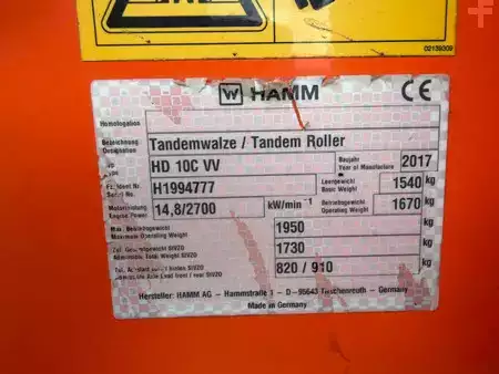 Compacteur tandem 2017 Hamm HD10 C VV (15)