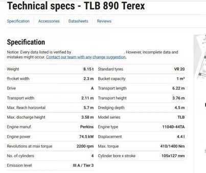Rigid Backhoe Loader 2016 Terex TLB 890 (8)