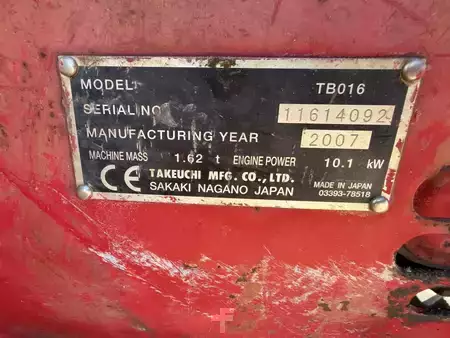 Mini kotrógép 2007 Takeuchi TB 016 (17)