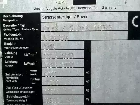 Hjuludlægger 2013 VÖGELE Super 1803-2 Typ 08.83 (7)