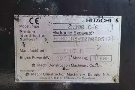 Escavadora de rastos 2018 Hitachi ZX300 LC-6 | TOOTH BUCKET | QUICK COUPLER (20)