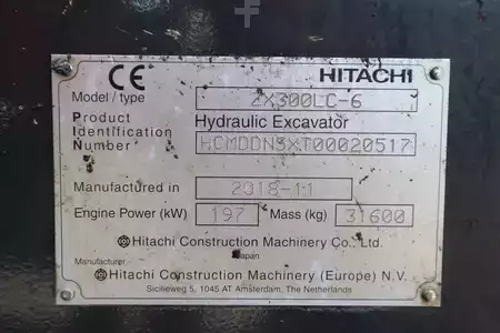 Korečková rýpadla 2018 Hitachi ZX300 ZX300 LC-6 | TOOTH BUCKET | QUICK COUPLER (20)