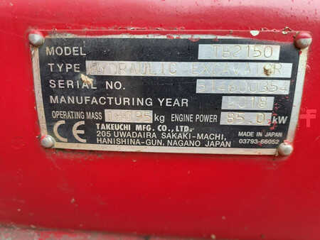 Bæltegraver 2018 Takeuchi TB2150 (11)
