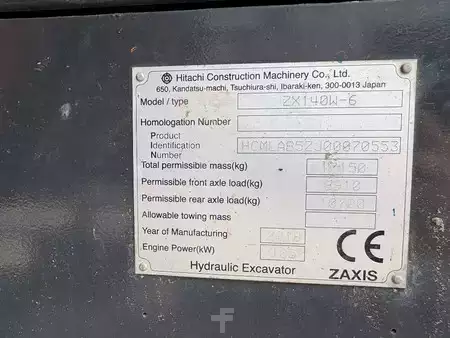 Escavatori gommati 2018 Hitachi ZX140W-6 (3 Pieces available) (7)