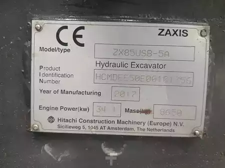Koparki gąsienicowe 2017 Hitachi ZX85USB-5A (14)