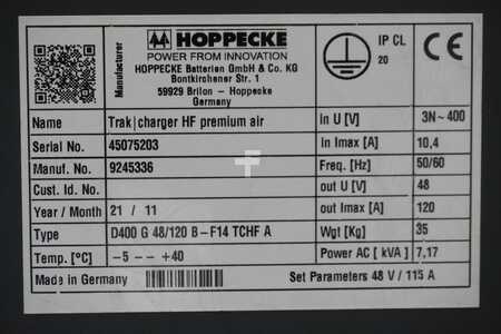 HF 2021  Hoppecke Trak Charger HF Premium Air  D400 G48/120 B-F14 TC (6)