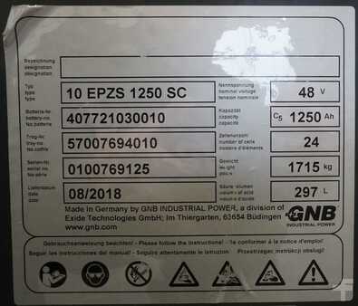 GNB 48 Volt 10 PzS 1250 Ah